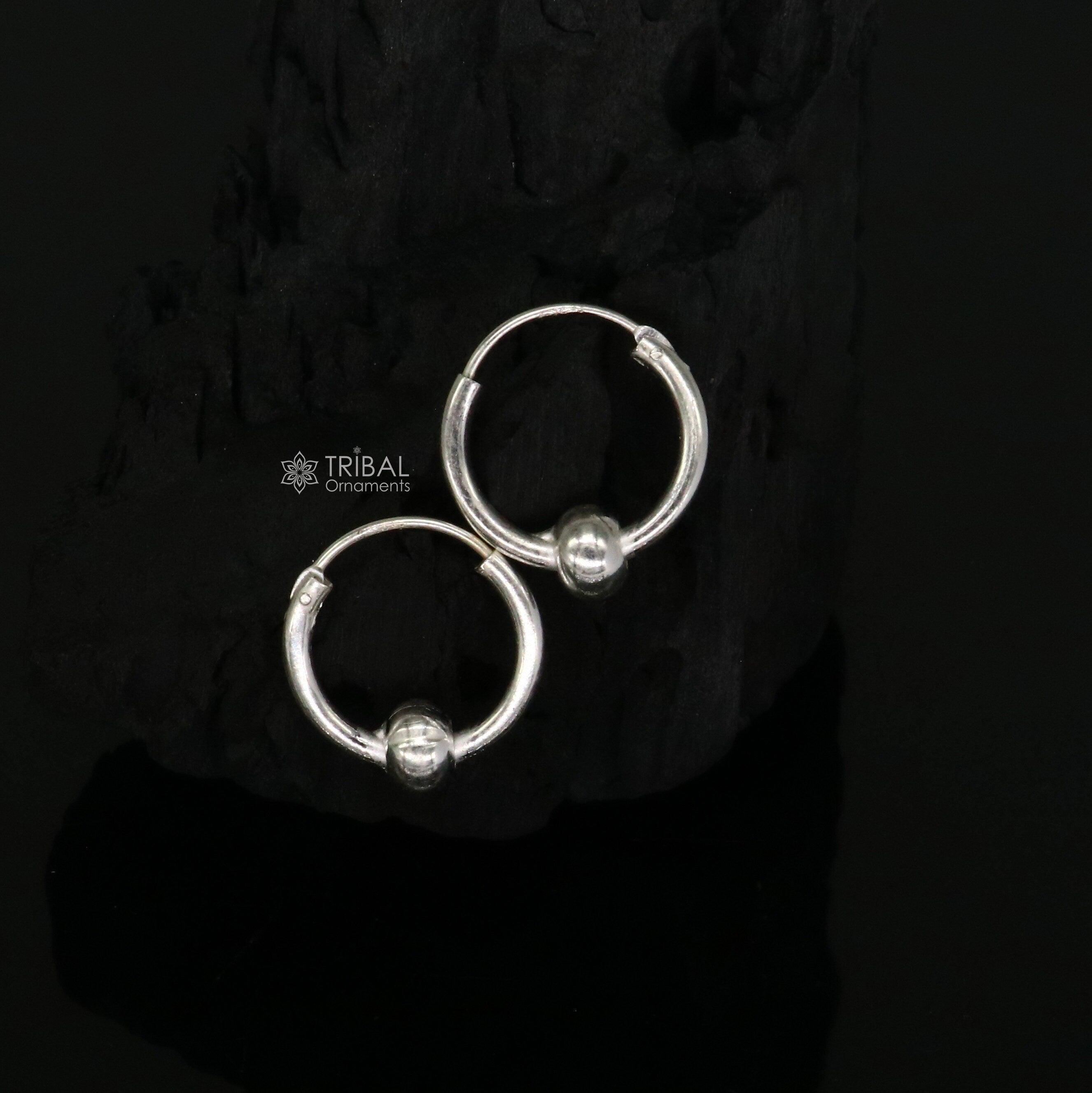 Silver Rose Black Bali Earrings | Silversheen